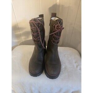 Timberland Waterproof Cold Weather Leather Boots Women 8.5 Chunky Zip Up